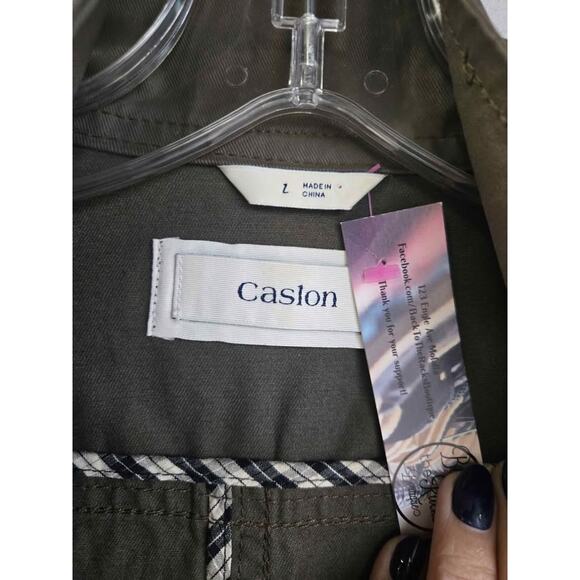 Caslon Olive Green Resin-Coated Utility Jacket - Picture 3 of 5